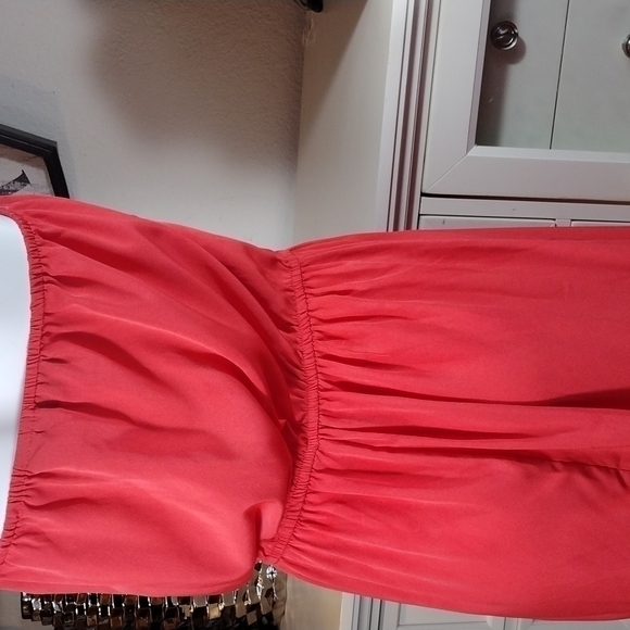 STRAPLESS leg split maxi dress corral Large - Picture 8 of 16